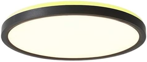 Ultra-Thin LED Ceiling Light for Bedroom, Wood Grain Finish, Flush Mount, Asian-Inspired Design, Flicker-Free & Dimmable, Eye Care Lighting(Black,11.81 * 11.81 * 1.77inch)