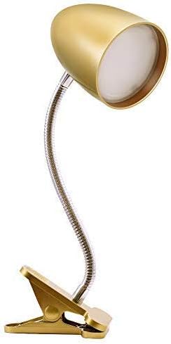 Energetic Lighting Clip on Light for Bed, Non-Dimmable Clip on Reading Light for Bed, 4000K Cool White, 3.5W 240 LM Desk lamp with clamp, Eye Protection, ETL Listed, Gold