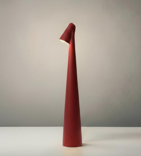 LED Desk Lamp with Touch Control, 3 Color Modes, Portable, Cordless, USB-C Rechargeable, Modern Table Light for Office, Bedroom, Portable, with Multiple Finishes (Red, Large)