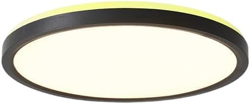 Ultra-Thin LED Ceiling Light for Bedroom, Wood Grain Finish, Flush Mount, Asian-Inspired Design, Flicker-Free & Dimmable, Eye Care Lighting(Black,15.74 * 15.74 * 1.77inch)