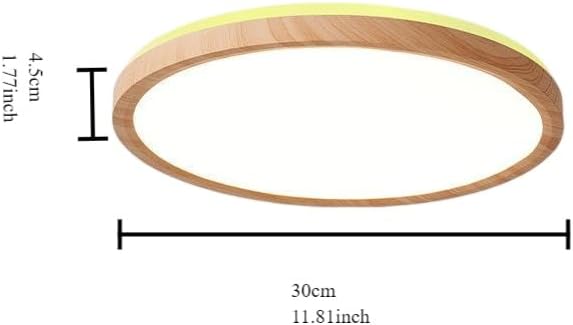 Ultra-Thin LED Ceiling Light for Bedroom, Wood Grain Finish, Flush Mount, Asian-Inspired Design, Flicker-Free & Dimmable, Eye Care Lighting(Log Color,11.81 * 11.81 * 1.77inch)