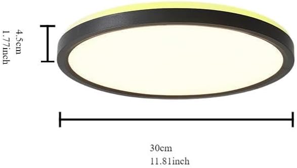 Ultra-Thin LED Ceiling Light for Bedroom, Wood Grain Finish, Flush Mount, Asian-Inspired Design, Flicker-Free & Dimmable, Eye Care Lighting(Black,11.81 * 11.81 * 1.77inch)