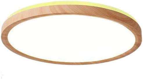 Ultra-Thin LED Ceiling Light for Bedroom, Wood Grain Finish, Flush Mount, Asian-Inspired Design, Flicker-Free & Dimmable, Eye Care Lighting(Log Color,11.81 * 11.81 * 1.77inch)