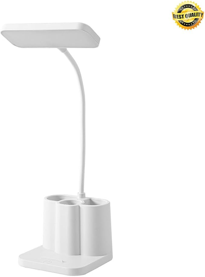 Dimming LED Small Desk Lamp, 3 Level Brightness Eye-Care Table Lamp with 360° Flexible Neck Pen Holder, Flicker-Free Light with Memory Function for College Dorm Home Office Study Reading Nail Art