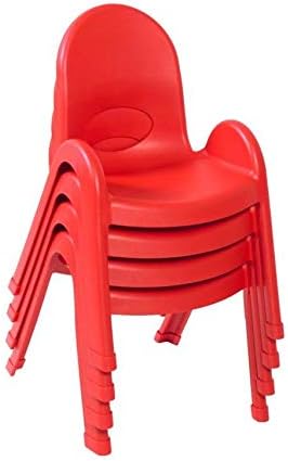 Angeles Value Stack 11" Child Chair, Candy Apple Red, 4 Pack, Stackable Ergonomic Seating Solution for Classrooms and Homeschools