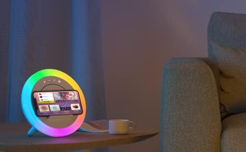 Swarmir Bluetooth Speaker with Lights, Wireless Charging Speaker, Best Birthday Gift Ideas Teenage,Applicable for Bedroom/Teen Girl Gifts(5W Wireless Charging)