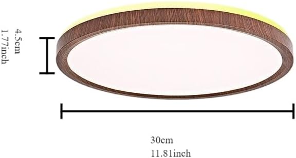 Ultra-Thin LED Ceiling Light for Bedroom, Wood Grain Finish, Flush Mount, Asian-Inspired Design, Flicker-Free & Dimmable, Eye Care Lighting(Walnut Color,11.81 * 11.81 * 1.77inch)