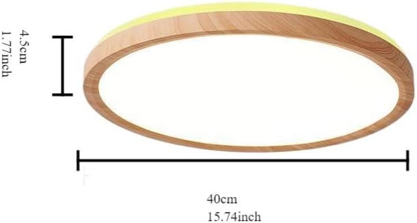 Ultra-Thin LED Ceiling Light for Bedroom, Wood Grain Finish, Flush Mount, Asian-Inspired Design, Flicker-Free & Dimmable, Eye Care Lighting(Log Color,15.74 * 15.74 * 1.77inch)