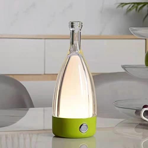 'Anna' Modern Table Lamp, Portable Wireless Bottle LED Light, Dimming Touch Control Switch, USB Rechargeable, Stylish Light for Home, Office, Hotel and Restaurant (Green)