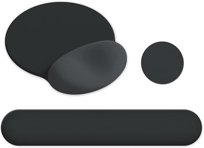 AIMSA Mouse Pad with Wrist Rest Support, Keyboard Wrist Rest Set, Ergonomic Memory Foam Mousepad for Computer Keyboard, Easy Typing and Pain Relief, Black Gray
