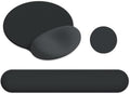 AIMSA Mouse Pad with Wrist Rest Support, Keyboard Wrist Rest Set, Ergonomic Memory Foam Mousepad for Computer Keyboard, Easy Typing and Pain Relief, Black Gray