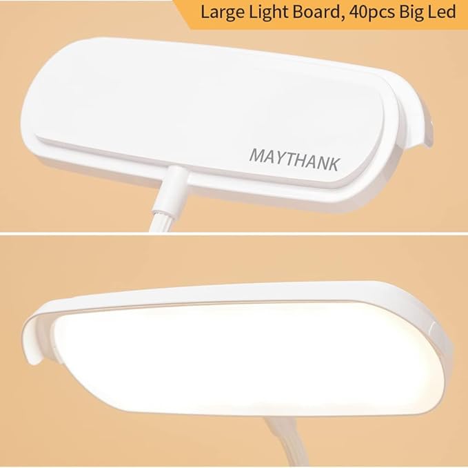 Cordless Desk Table Lamp Reading Light 40 Led Rechargeable Big Battery, Touch 3 Modes,2 Ways Power,Dimmable,Gooseneck,Small Portable Bedroom Bedside Lamp