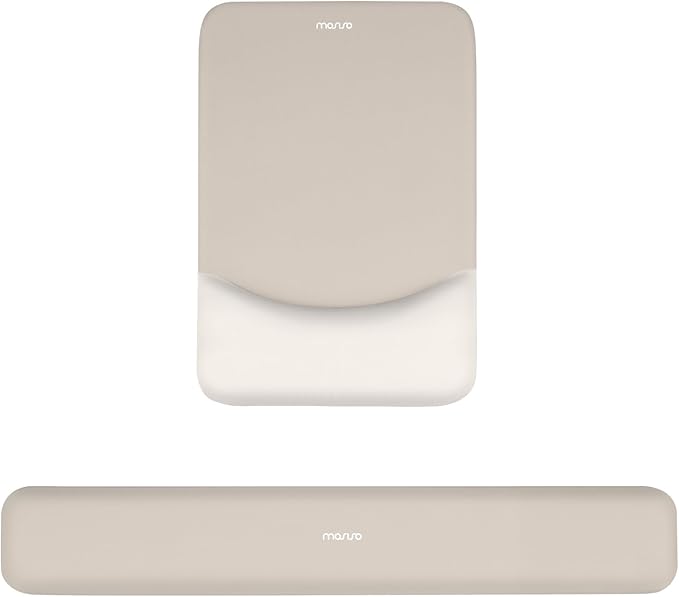 MOSISO Wrist Rest Support for Mouse Pad&Keyboard Set, Rectangular Ergonomic Mousepad Non-Slip Base Home/Office Easy Typing Pad with Neoprene Cloth&Raised Silicone Lining, Stone Gray