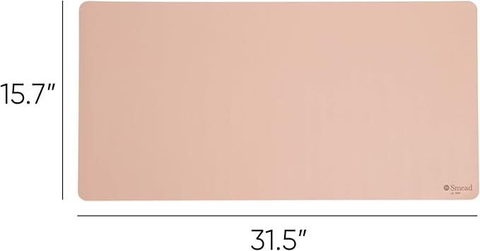 Smead Desk Pad, Vegan Leather Desk Mat with Non-Slip Faux Suede Backing, Perfect Desk Organizer for Office Decor, 31.5” x 15.7” Medium, Dusty Rose (64834)