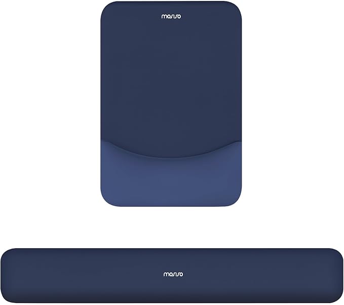 MOSISO Wrist Rest Support for Mouse Pad&Keyboard Set, Rectangular Ergonomic Mousepad Non-Slip Base Home/Office Easy Typing Pad with Neoprene Cloth&Raised Silicone Lining, Navy Blue