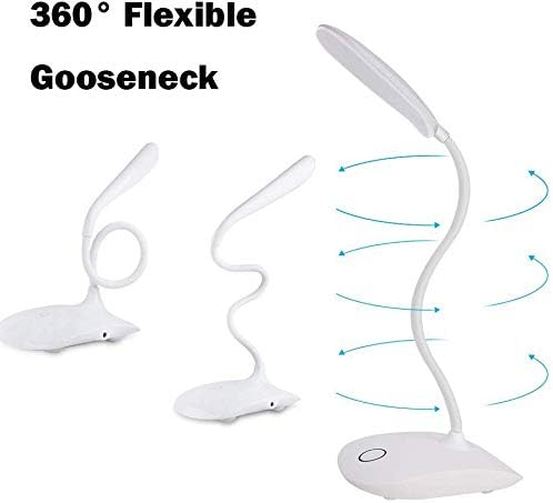 LED Table Lamp,Portable Eye-Protected Flexible Gooseneck Small Desk Lights for Dorm Study Office Bedroom-USB and 3 AA Batteries Powered-Not Include Batteries (2 Pack)