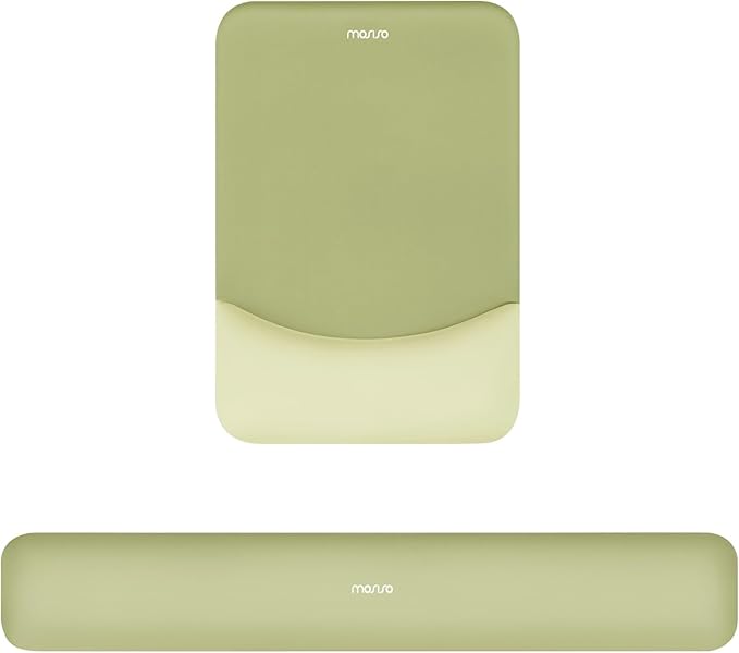 MOSISO Wrist Rest Support for Mouse Pad&Keyboard Set, Rectangular Ergonomic Mousepad Non-Slip Base Home/Office Easy Typing Pad with Neoprene Cloth&Raised Silicone Lining, Olive Green