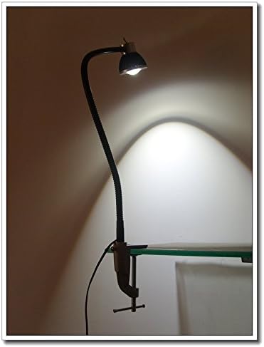 Hersi High Bright 5w 35‘’Long Flexible Arm Desk Lamp Metal Architect LED Task Light with Clamp, Adjustable Folding Twin-Arm Clip-on Table Lamp,Black for Home Office (Black)