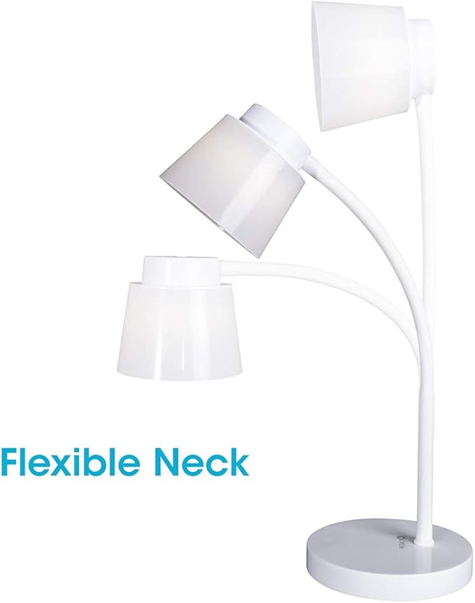OttLite Clarify LED Desk Lamp with 4 Brightness Settings – Touch Activated Controls, Modern White Design, ClearSun LED Lighting, Flexible Neck, for Work, Study, Reading, Crafting