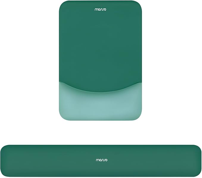MOSISO Wrist Rest Support for Mouse Pad&Keyboard Set, Rectangular Ergonomic Mousepad Non-Slip Base Home/Office Easy Typing Pad with Neoprene Cloth&Raised Silicone Lining, Peacock Green