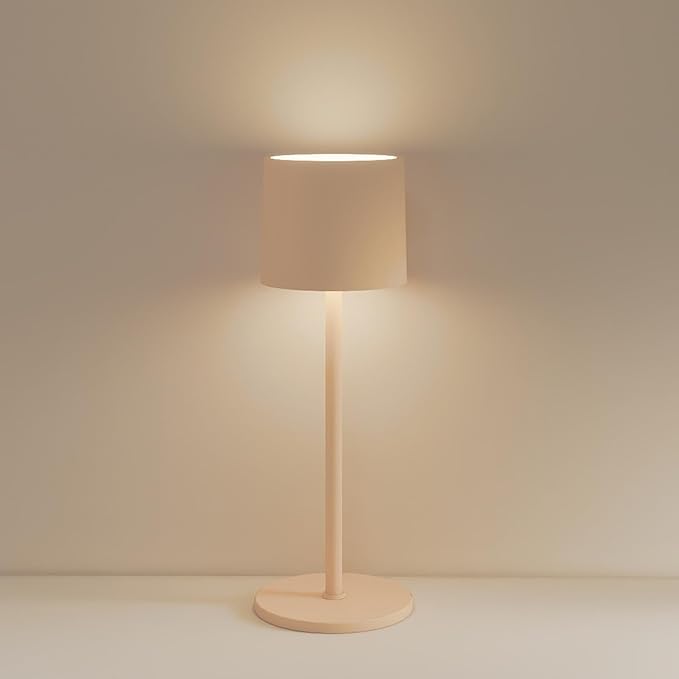 Cordless Table Lamp, Portable LED Desk Lamps, 4400mAh Battery Powered Wireless Table Light, 3 Color Stepless Dimming Up,for Restaurant, Bedroom, Outdoor Camping, Night Light (Sand)