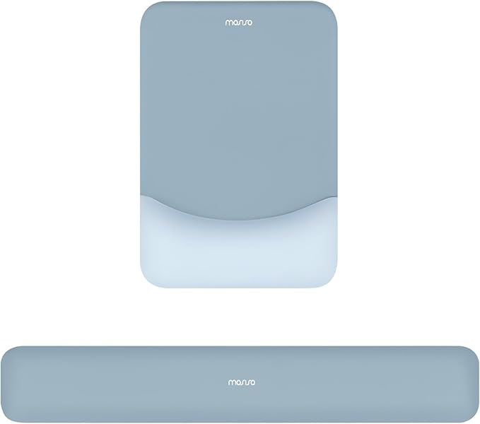 MOSISO Wrist Rest Support for Mouse Pad&Keyboard Set, Rectangular Ergonomic Mousepad Non-Slip Base Home/Office Easy Typing Pad with Neoprene Cloth&Raised Silicone Lining, Aquamarine