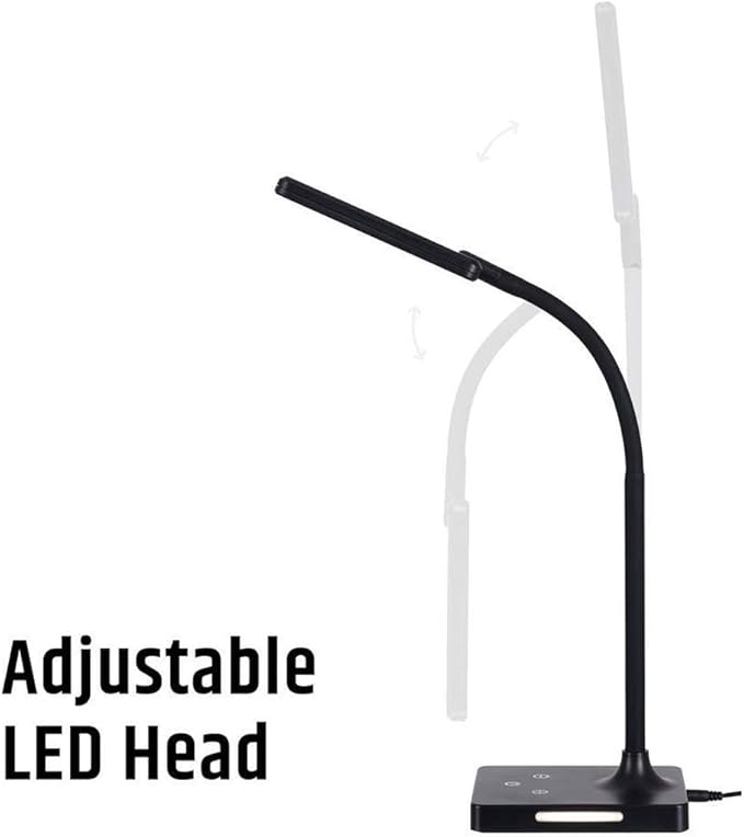 HomeConcept Brilli 21" H Charge Up Circadian LED Desk Lamp (Set of 2), Black Finish with Touch Switch, Night Light on Base
