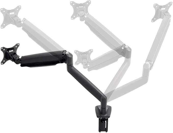 Monoprice Single Monitor Adjustable Gas Spring Desk Mount - Black, Supports Up to 34 inch Monitors, 19.8 LBS Display Weight, Smooth Full-Motion Black - Workstream Collection