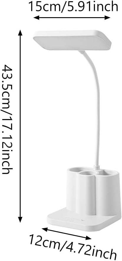 Dimming LED Small Desk Lamp, 3 Level Brightness Eye-Care Table Lamp with 360° Flexible Neck Pen Holder, Flicker-Free Light with Memory Function for College Dorm Home Office Study Reading Nail Art