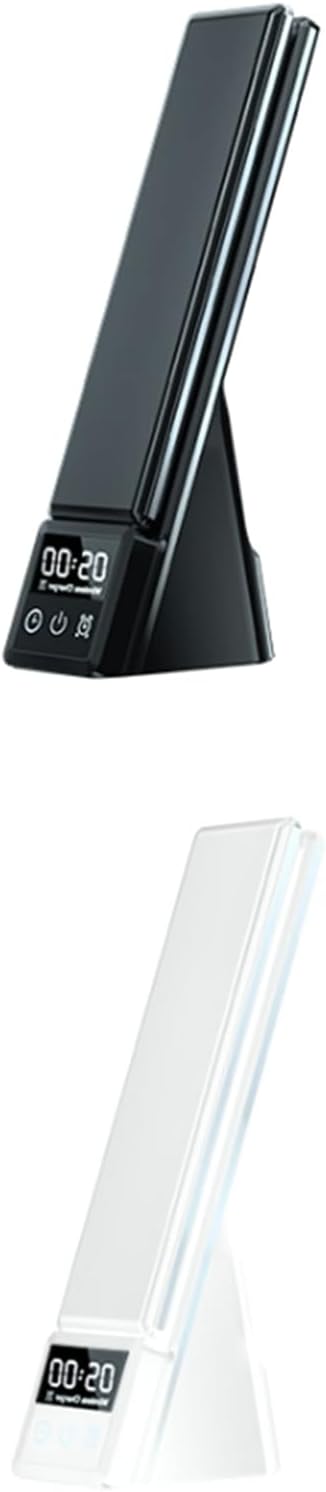 Wireless Charging LED Desk Lamp, Desk Lamp with Clock/Alarm Clock Office, Reading Light Book Light, Touch Dimming 3 Color Modes, Desk for Studying/University
