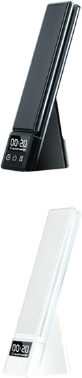 Wireless Charging LED Desk Lamp, Desk Lamp with Clock/Alarm Clock Office, Reading Light Book Light, Touch Dimming 3 Color Modes, Desk for Studying/University