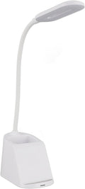 Dpofirs Flexible Gooseneck Desk Lamp with 15W Wireless Charger & Pen Holder, Adjustable LED EyeCaring Light, Touch Control, TypeC for Home Office (White)