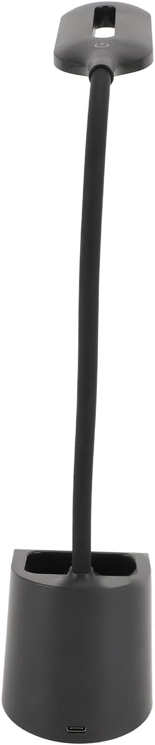 Dpofirs Flexible Gooseneck Desk Lamp with 15W Wireless Charger & Pen Holder, Adjustable LED EyeCaring Light, Touch Control, TypeC for Home Office (Black)