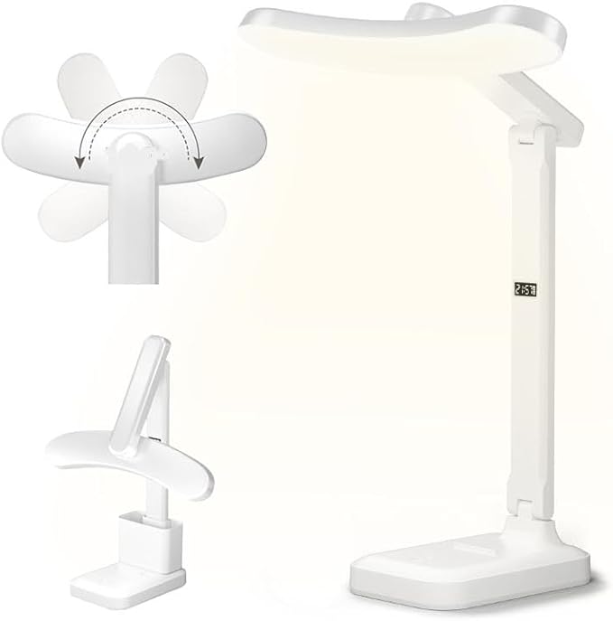 HomeBeyond LED Desk Lamp with USB Charging Ports & 2 Pen Holders – 3 Color Modes, Touch Control, Compact Study Light for Home Office, Kids, and Desk Use