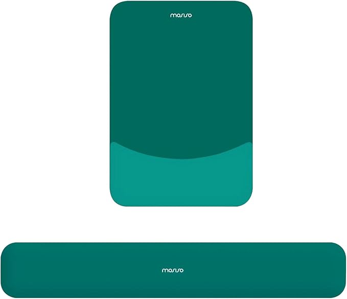 MOSISO Wrist Rest Support for Mouse Pad&Keyboard Set, Rectangular Ergonomic Mousepad Non-Slip Base Home/Office Easy Typing Pad with Neoprene Cloth&Raised Silicone Lining, Teal Green