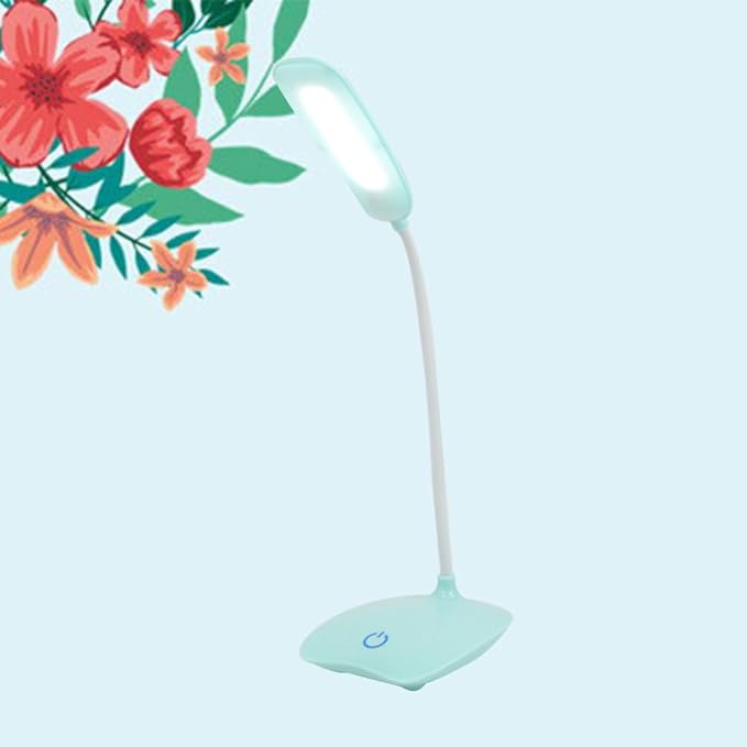 1Pc LED Touch Control Dimming Table Lamp USB Rechargeable Eye-Protection Reading Desk Light with Three Settings Flexible Design Blue for Home and Office