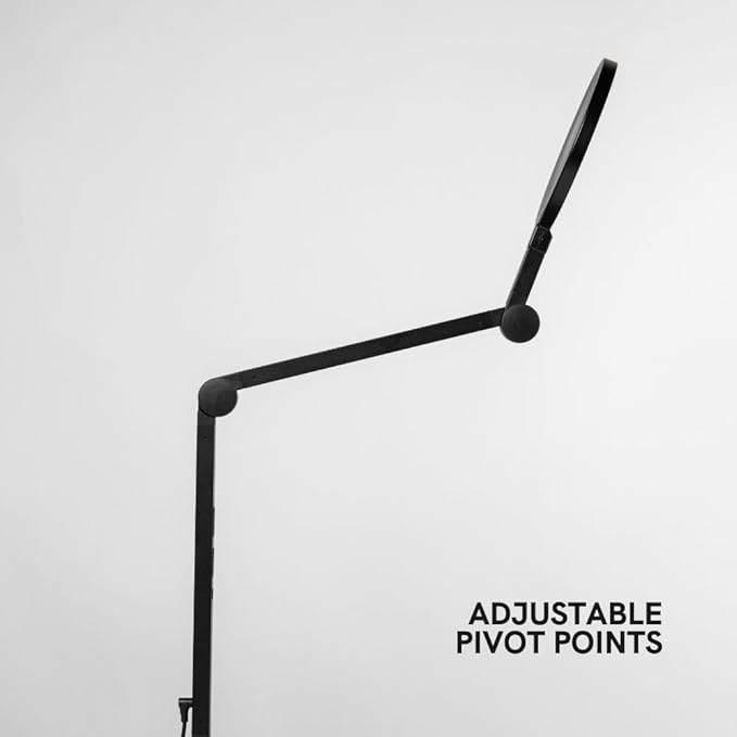 LUME CUBE Edge 2.0 LED Desk Lamp | Dimmable Home Office Desk Light with USB Charging Port & Strong Swing Arm | Adjustable Color Temperature and Brightness | Circle Webcam Light - Black