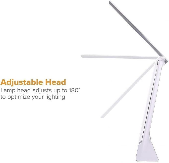 Bostitch Office KT-VLED1810-WHITE Powered Rechargeable Battery LED Desk Lamp, 3 Color Temperatures, Flip Open, White