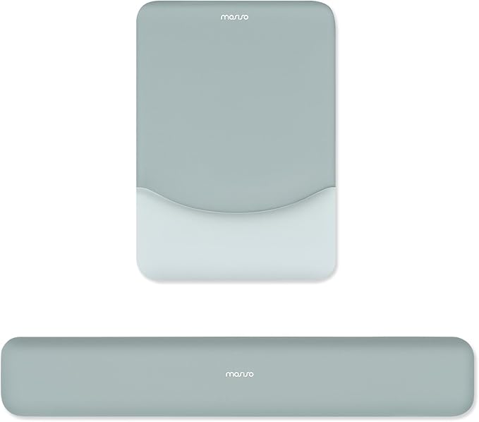 MOSISO Wrist Rest Support for Mouse Pad&Keyboard Set, Rectangular Ergonomic Mousepad Non-Slip Base Home/Office Easy Typing Pad with Neoprene Cloth&Raised Silicone Lining, Powder Blue