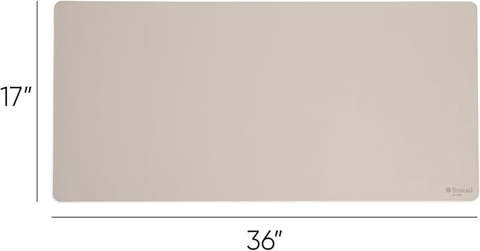 Smead Desk Pad, Vegan Leather Desk Mat with Non-Slip Faux Suede Backing, Perfect Desk Organizer for Office Decor, 36” x 17” Large, Sandstone (64826)