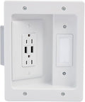 Legrand - OnQ in Wall Cable Management Kit with USB, TV Outlet Wall Kit Hides Cords, in Wall TV Power Kit Works with All Plugs, Recessed TV Outlet, White, HT21USBWHV1 (Hardwired)