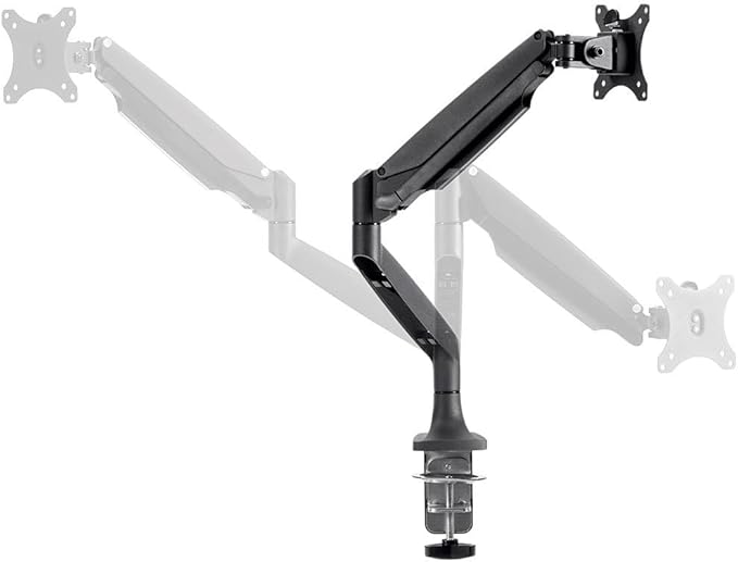 Monoprice Single Monitor Adjustable Gas Spring Desk Mount - Black, Supports Up to 34 inch Monitors, 19.8 LBS Display Weight, Smooth Full-Motion Black - Workstream Collection
