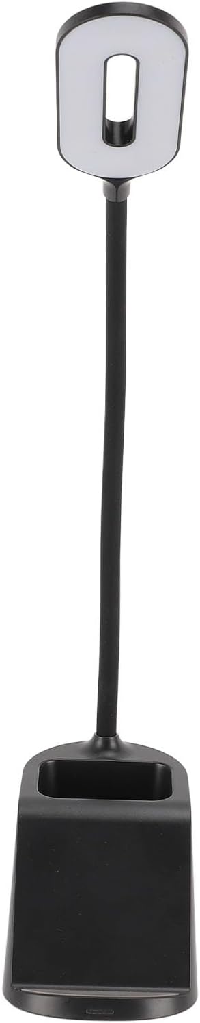 Dpofirs Flexible Gooseneck Desk Lamp with 15W Wireless Charger & Pen Holder, Adjustable LED EyeCaring Light, Touch Control, TypeC for Home Office (Black)