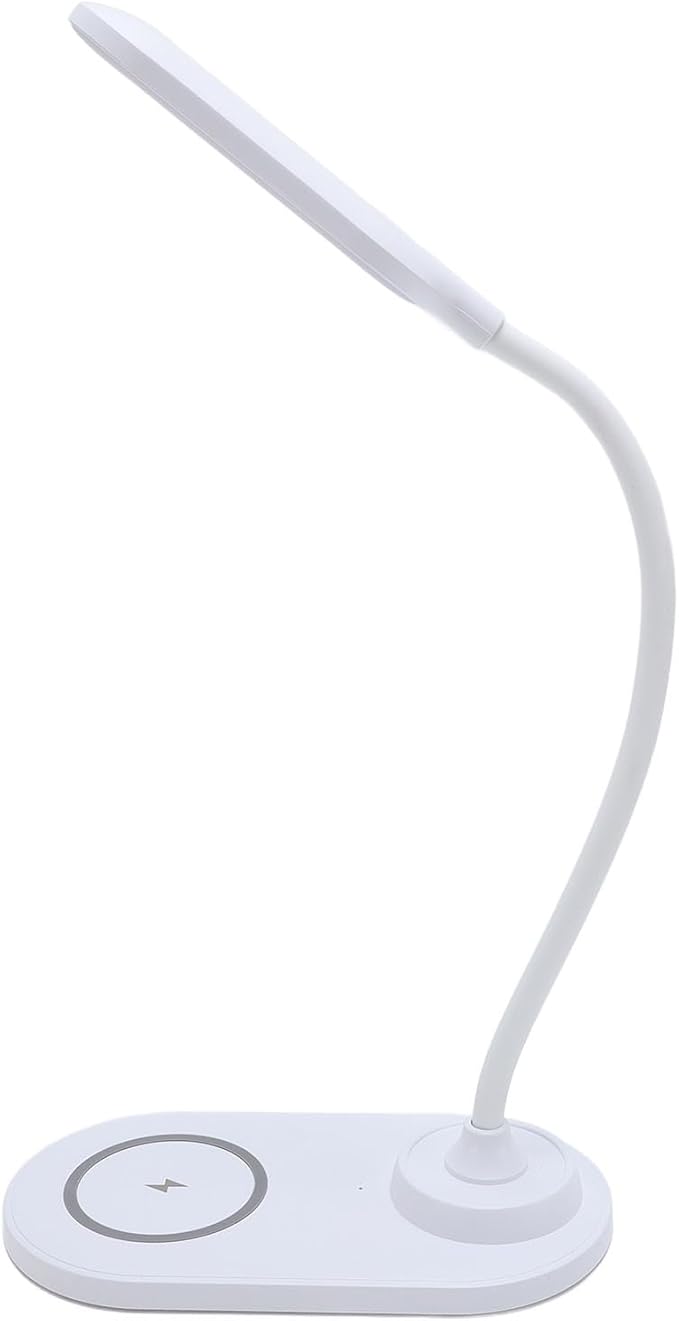 Gugxiom LED Desk Lamp with 15W Wireless Charger, 360 Adjustable Eye Caring Reading Lamp, Type C Input, 15W Phone & 5W Earphone Charging, Modern Minimalist Work & Study Lighting (White)