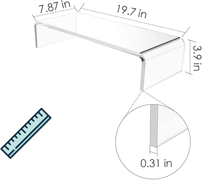Acrylic Cat-Proof Laptop Stand & Keyboard Protector - 19.7" Clear Monitor Riser with Non-Slip Base for Home Office, Ergonomic Desk Organizer (Supports 50lbs)
