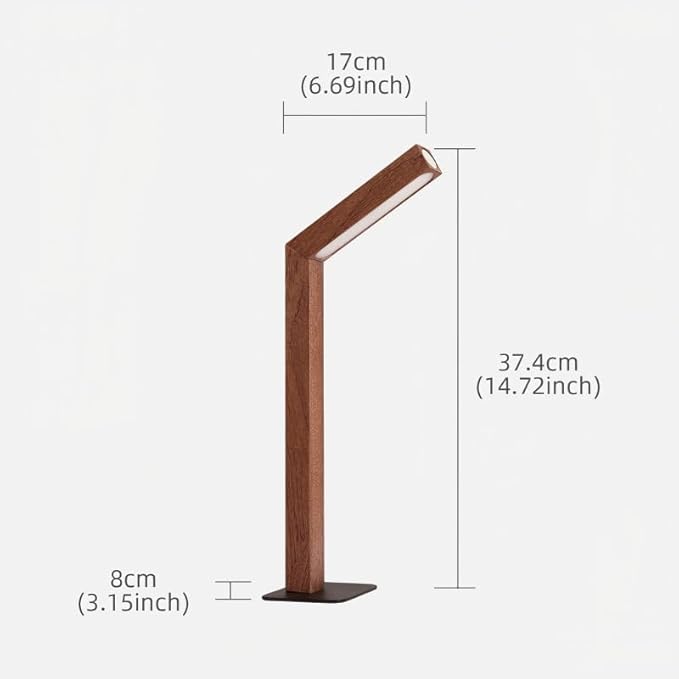 Wooden Desk Light ，Dimmable Desk Lamp for Home Office with USB Wireless Charging Port ，Touch Control RotatableDesk Adjustable Night Light(Sapele Wood)