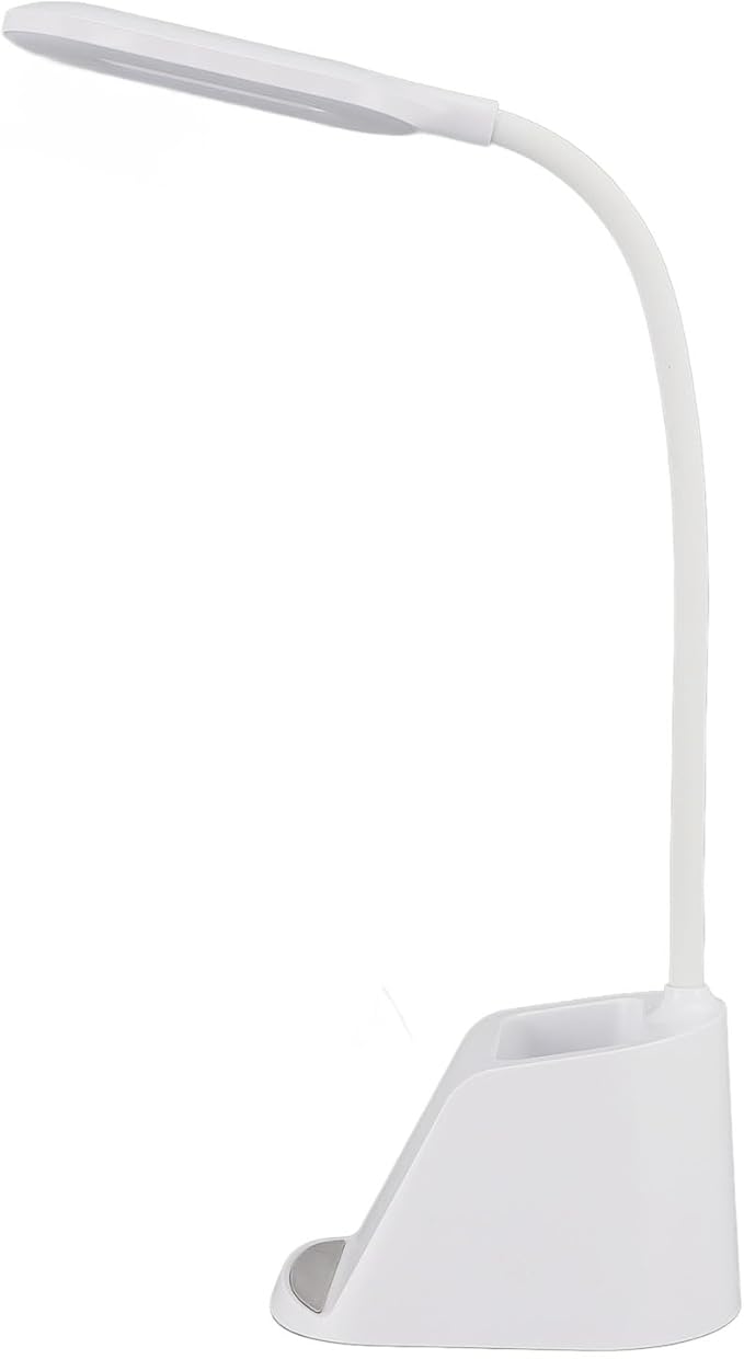 ANGGREK LED Desk Lamp with Wireless Charger Flexible Arm Touch Control Dimmable USB C Table Lamp for Office Study Bedroom (White)