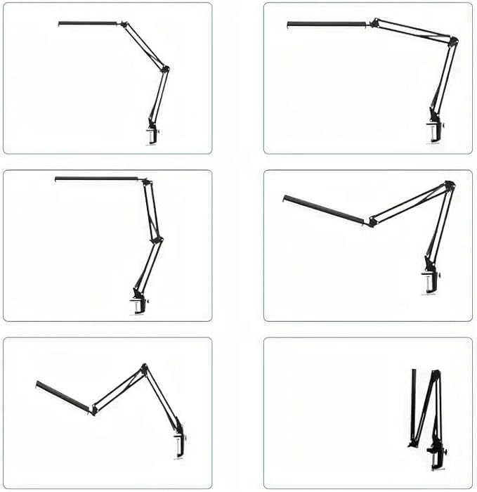 HDView LED Desk Lamp with Eye-Caring 3 Modes 10 Brightness, Adjustable Swing Arm Long Flexible Lamp for Office Workers and Students, USB Port