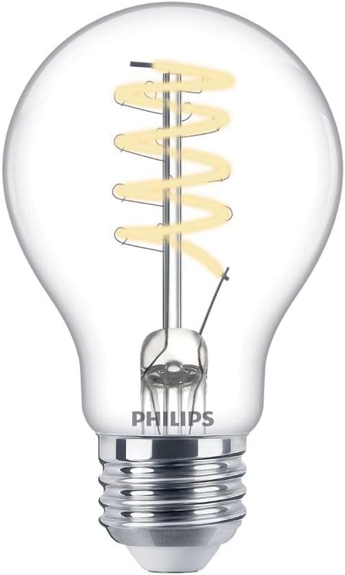 PHILIPS LED 40W A19 1-Pack Vintage Edison Spiral Soft White (2700K) 500 Lumen (5.5W = 40W) Dimmable Clear Flicker-Free Light Bulb