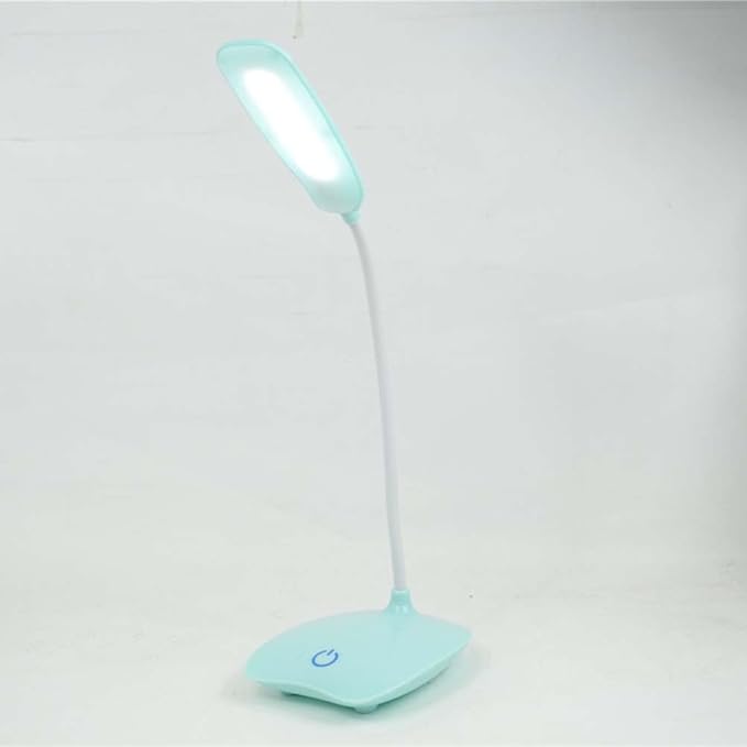 1Pc LED Touch Control Dimming Table Lamp USB Rechargeable Eye-Protection Reading Desk Light with Three Settings Flexible Design Blue for Home and Office